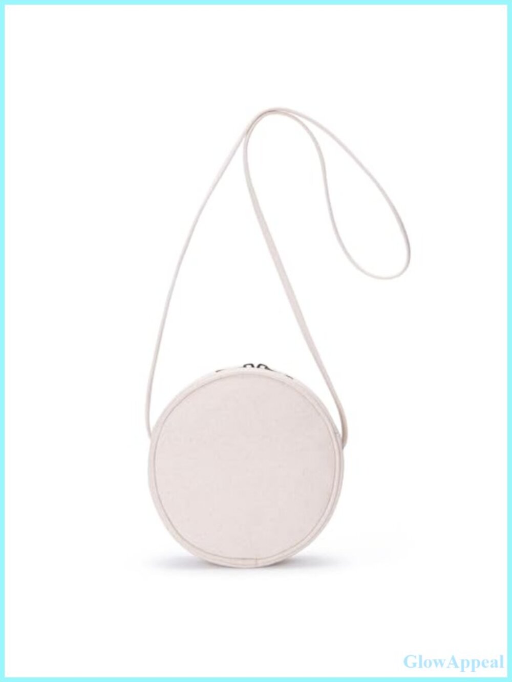 Round Crossbody Bag Cotton Canvas Zipper Circle Purse Adjustable Strap